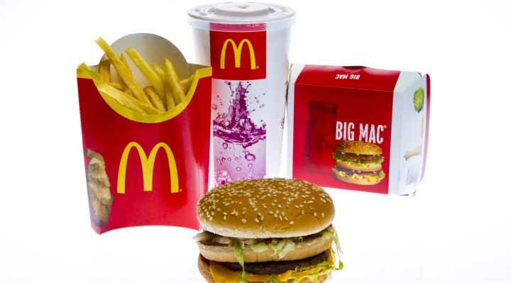 McDonalds Big Mac Menu isolated on white studio shot